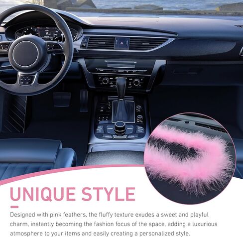 Dash Mat for Car, Anti Slip Pink Feather Dash Mat, 5.71" x 11.6" Colorfast Non-Shedding Anti-Slip Pad, Car Center Console Decoration for Phone Sunglasses Keys (Pink) in Saudi Arabia