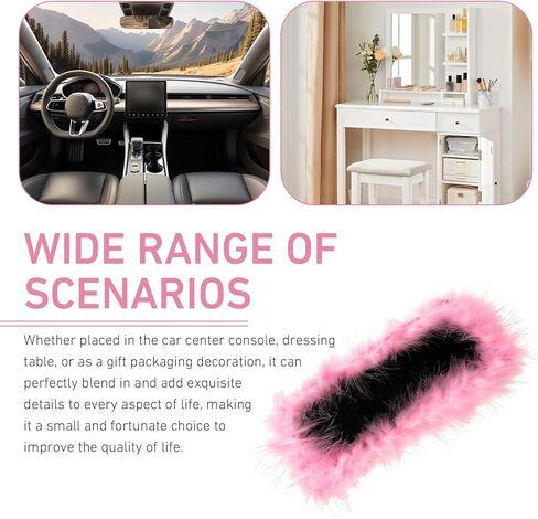 Dash Mat for Car, Anti Slip Pink Feather Dash Mat, 5.71" x 11.6" Colorfast Non-Shedding Anti-Slip Pad, Car Center Console Decoration for Phone Sunglasses Keys (Pink) in Saudi Arabia