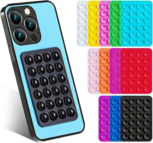 14-Pack Multicolor Silicone Suction Cup Pads, Non-Slip Double-Sided Phone Holder Mats, Versatile Suction Stickers for Bathroom, Mirror & Car in Saudi Arabia
