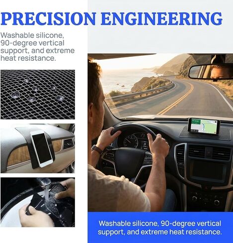 Car Dashboard Phone Mat Non Slip, 10.6"x5.9" Universal Sticky Dash Pad, Anti-Slip Silicone Gripping Mat for Car Interior Accessories, Holder for, Sunglasses, Keys & Electronics (Black Grid) in Saudi Arabia