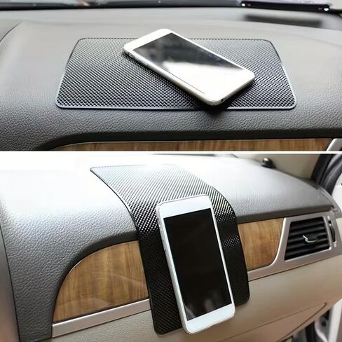 Car Dashboard Phone Mat Non Slip, 10.6"x5.9" Universal Sticky Dash Pad, Anti-Slip Silicone Gripping Mat for Car Interior Accessories, Holder for, Sunglasses, Keys & Electronics (Black Grid) in Saudi Arabia