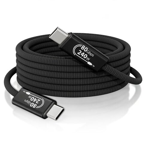 كابل شحن سريع 240 وات Thunderbolt 5، كابل USB5 C إلى C Thunderbolt 5 بطول 6.6 أقدام، نقل بيانات 80 جيجابت في الثانية حتى 120 جيجابت في الثانية، يدعم شاشات 8K/4K كابل شحن سريع USB C مجدول لهاتف iPhone 17/16/15، Mac Book in Kuwait