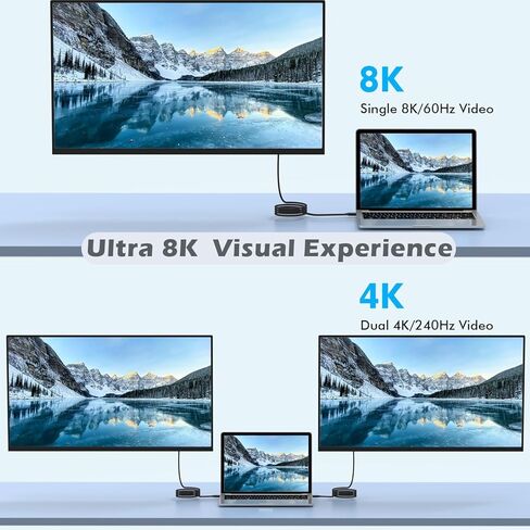 كابل شحن سريع 240 وات Thunderbolt 5، كابل USB5 C إلى C Thunderbolt 5 بطول 6.6 أقدام، نقل بيانات 80 جيجابت في الثانية حتى 120 جيجابت في الثانية، يدعم شاشات 8K/4K كابل شحن سريع USB C مجدول لهاتف iPhone 17/16/15، Mac Book in Kuwait