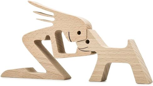 Handmade Wooden Dog Gift for Dog Lover,Wooden Carving Dog,Dog Statue Wood Small Decorations for Home,Office,Living Room in Saudi Arabia