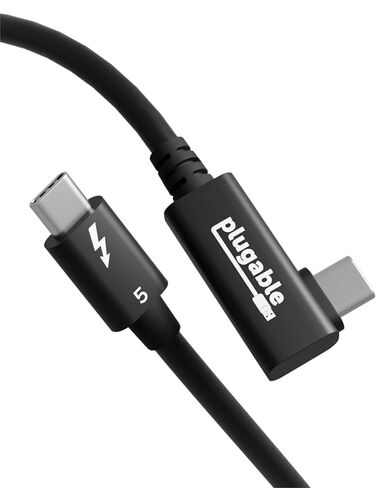 كابل Thunderbolt 5 قابل للتوصيل بزاوية يمنى 80 جيجابت في الثانية شحن 240 وات [معتمد من Thunderbolt] تعزيز عرض النطاق الترددي يصل إلى 120 جيجابت في الثانية لأجهزة الكمبيوتر المحمولة والأرصفة يعمل مع Thunderbolt 4/3 USB4 USB C، 2.6 قدم (80 سم) TBT5-240W80R in Saudi Arabia