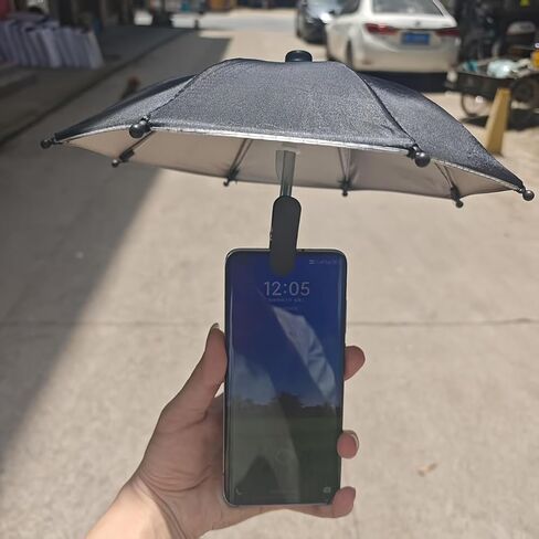 Outdoor Phone Holder Clip on Sun Shade, Portable Mini Umbrella Phone Mount for GPS, Video Calls, Photography, Black in Saudi Arabia