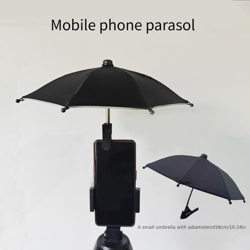 Outdoor Phone Holder Clip on Sun Shade, Portable Mini Umbrella Phone Mount for GPS, Video Calls, Photography, Black in Saudi Arabia