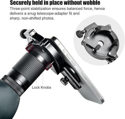 SUNWAYFOTO SPA-3060 Binoculars Phone Adapter, Universal Smartphone Holder for Binoculars, Compatible with Eyepiece Outer Diameter 30-60mm in Saudi Arabia