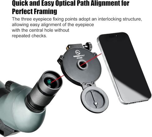 SUNWAYFOTO SPA-3060 Binoculars Phone Adapter, Universal Smartphone Holder for Binoculars, Compatible with Eyepiece Outer Diameter 30-60mm in Saudi Arabia