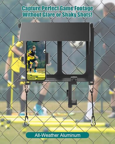Phone Fence Mount with Adjustable Shade, Fence Clamp Holder Fits for iPhone, Android, GoPro, Gamechanger Mounting Kit Perfect for Recording Baseball Soccer Tennis Games in Saudi Arabia