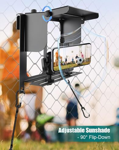 Phone Fence Mount with Adjustable Shade, Fence Clamp Holder Fits for iPhone, Android, GoPro, Gamechanger Mounting Kit Perfect for Recording Baseball Soccer Tennis Games in Saudi Arabia