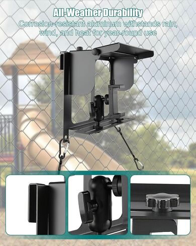 Phone Fence Mount with Adjustable Shade, Fence Clamp Holder Fits for iPhone, Android, GoPro, Gamechanger Mounting Kit Perfect for Recording Baseball Soccer Tennis Games in Saudi Arabia