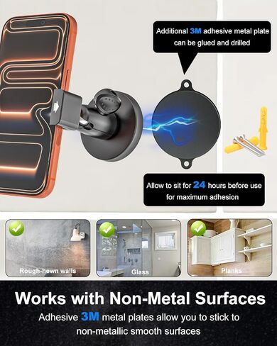 All Metal Magnetic Phone Holder [Strong Magnets] 360° Adjustment Magnetic Phone Mount for Golf Carts, Tractor, Excavator, Bulldozer, Loader, Crane, Forklift, Boat, Fit for iPhone 17 16 15 in Saudi Arabia