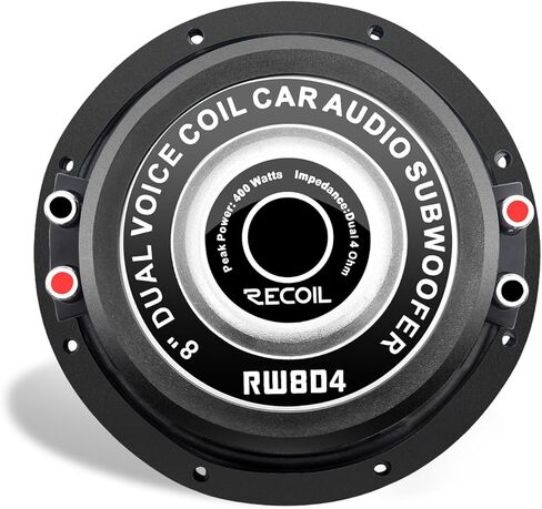 RECOIL IRW8D4 8 Inch Car Audio Subwoofer 400 Watts Power Dual 4 Ohm Voice Coil, 2" Black-Coated 4 Layer High Temperature Voice Coil, Competition Grade Pressed Paper Cone in Saudi Arabia