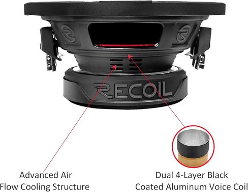 RECOIL IRW8D4 8 Inch Car Audio Subwoofer 400 Watts Power Dual 4 Ohm Voice Coil, 2" Black-Coated 4 Layer High Temperature Voice Coil, Competition Grade Pressed Paper Cone in Saudi Arabia