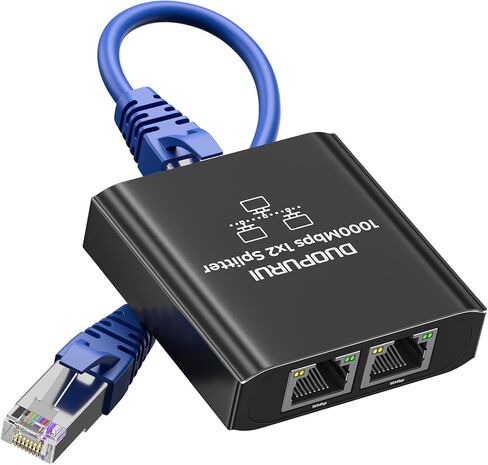 Ethernet Splitter 1 to 2,1000Mbps High Speed Network Splitter,LAN Splitter 2 Port with Ethernet cable, for Cat 5/5e/6/7/8 Cable [2 Devices Simultaneous Networking] (1 to 2 with Network cable) in Saudi Arabia