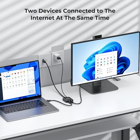 Ethernet Splitter 1 to 2,1000Mbps High Speed Network Splitter,LAN Splitter 2 Port with Ethernet cable, for Cat 5/5e/6/7/8 Cable [2 Devices Simultaneous Networking] (1 to 2 with Network cable) in Saudi Arabia