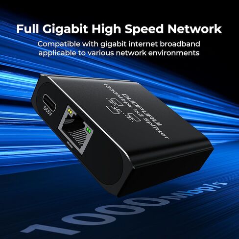 Ethernet Splitter 1 to 2,1000Mbps High Speed Network Splitter,LAN Splitter 2 Port with Ethernet cable, for Cat 5/5e/6/7/8 Cable [2 Devices Simultaneous Networking] (1 to 2 with Network cable) in Saudi Arabia