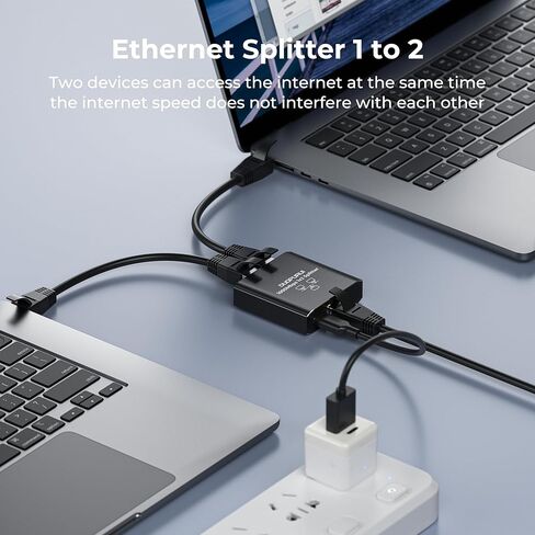 Ethernet Splitter 1 to 2,1000Mbps High Speed Network Splitter,LAN Splitter 2 Port with Ethernet cable, for Cat 5/5e/6/7/8 Cable [2 Devices Simultaneous Networking] (1 to 2 with Network cable) in Saudi Arabia