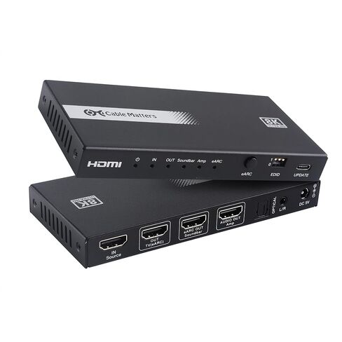 Cable Matters HDMI 2.1 Audio Extractor with eARC, Dolby Atmos, DTS, HDMI to Optical Adapter for TV, Amplifier, Works with Sonos, Samsung Soundbars, Max 5.1 Ch for Optical, No PS3, Xbox 360 Support in Saudi Arabia
