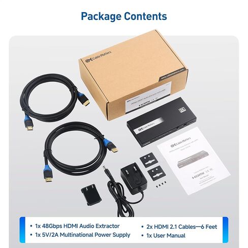 Cable Matters HDMI 2.1 Audio Extractor with eARC, Dolby Atmos, DTS, HDMI to Optical Adapter for TV, Amplifier, Works with Sonos, Samsung Soundbars, Max 5.1 Ch for Optical, No PS3, Xbox 360 Support in Saudi Arabia