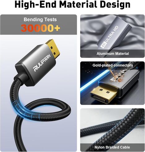 منفذ عرض نشط 4K@60 هرتز إلى محول HDMI (1440P/2K@120 هرتز) مصدر DP 1.2 أحادي الاتجاه إلى محول عرض HDMI 2.0، محول DisplayPort ذكر إلى HDMI أنثى لـ NVIDIA وAMD وسطح المكتب وشاشة الألعاب in Kuwait
