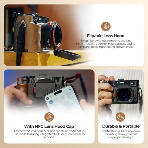 Freewell Lens Hood with Hybrid CPL/Mist Filter & Wooden L Bracket Grip Bundle for Fuji X100VI (Silver) in Saudi Arabia