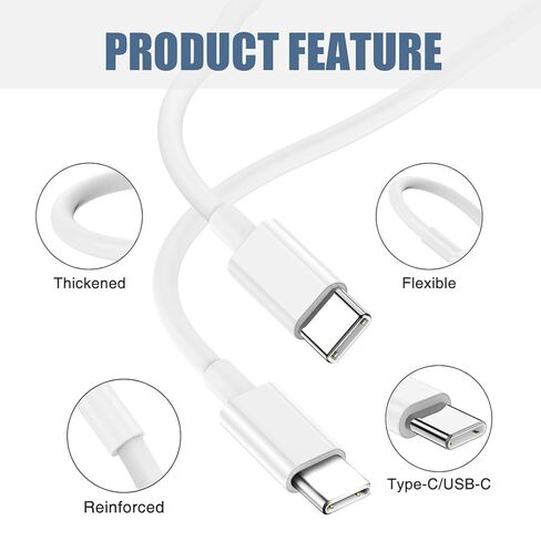 شاحن iPad Pro 13/12.9/11 بوصة، [عبوة من قطعتين] شاحن USB C سريع 20 واط لجهاز iPad Pro 13/12.9/11 بوصة، الجيل A16/10، Air 11/13 بوصة/5th/4th، mini 6th/7th مع كابل USB C إلى C بطول 6.6 قدم in Saudi Arabia