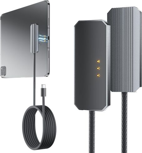 Magnetic Wireless Charger for iPad Pro 11"(M4 2024, M5 2025) ONLY, 35W Magnetic Aluminum Alloy Smart Connector Charger with 6.5FT USB C Cable, Fast Charging Release Port No Hand Obstruction in Saudi Arabia