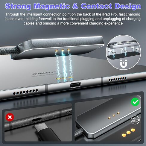 Magnetic Wireless Charger for iPad Pro 11"(M4 2024, M5 2025) ONLY, 35W Magnetic Aluminum Alloy Smart Connector Charger with 6.5FT USB C Cable, Fast Charging Release Port No Hand Obstruction in Saudi Arabia
