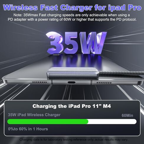 Magnetic Wireless Charger for iPad Pro 11"(M4 2024, M5 2025) ONLY, 35W Magnetic Aluminum Alloy Smart Connector Charger with 6.5FT USB C Cable, Fast Charging Release Port No Hand Obstruction in Saudi Arabia