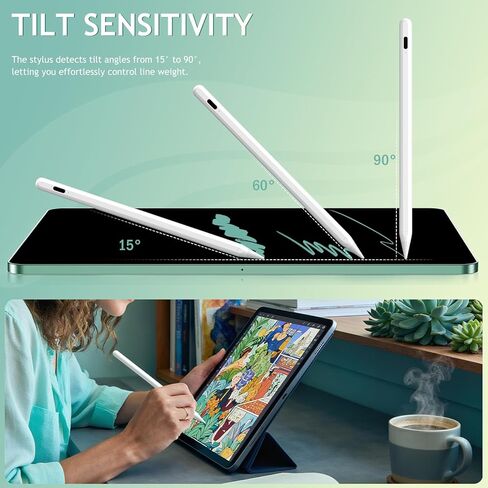 قلم ستايلس لجهاز iPad، 10 دقائق شحن سريع لجهاز Apple iPad الجيل العاشر من قلم الرصاص لجهاز Apple iPad Pro 11/12.9 بوصة، iPad 6-10، iPad Air 3-5/ Mini 5/6 in Kuwait