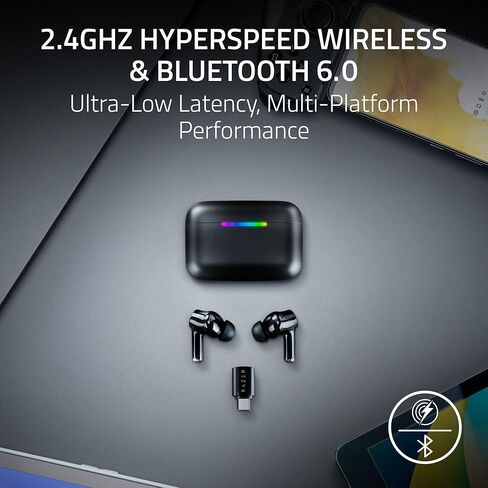Razer Hammerhead V3 HyperSpeed Wireless Multi-Platform ANC Gaming Earbuds – 2.4GHz & Bluetooth 6.0, Up to 40 Hr Battery, THX Spatial Audio, for Smartphones, PC, Laptop, Tablet, PS5, Steam Deck – Black in Saudi Arabia