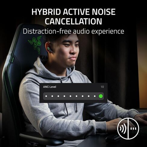 Razer Hammerhead V3 HyperSpeed Wireless Multi-Platform ANC Gaming Earbuds – 2.4GHz & Bluetooth 6.0, Up to 40 Hr Battery, THX Spatial Audio, for Smartphones, PC, Laptop, Tablet, PS5, Steam Deck – Black in Saudi Arabia