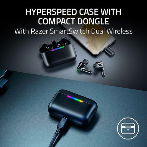 Razer Hammerhead V3 HyperSpeed Wireless Multi-Platform ANC Gaming Earbuds – 2.4GHz & Bluetooth 6.0, Up to 40 Hr Battery, THX Spatial Audio, for Smartphones, PC, Laptop, Tablet, PS5, Steam Deck – Black in Saudi Arabia