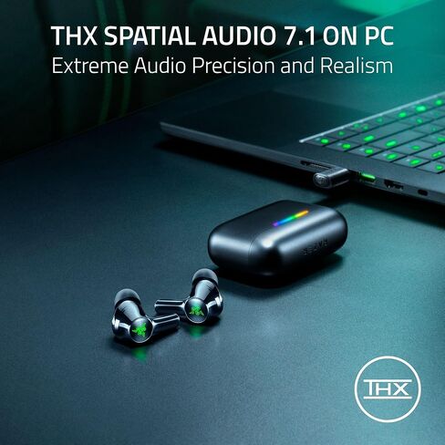 Razer Hammerhead V3 HyperSpeed Wireless Multi-Platform ANC Gaming Earbuds – 2.4GHz & Bluetooth 6.0, Up to 40 Hr Battery, THX Spatial Audio, for Smartphones, PC, Laptop, Tablet, PS5, Steam Deck – Black in Saudi Arabia