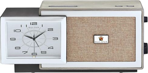 راديو ساعة حديث B7801 Fidelity Retro - إصدار الذكرى السنوية الـ 150 لبولوفا، حافظة رمادية أمريكية صلبة، مكبر صوت بلوتوث، راديو FM، شحن USB-A وUSB-C، قرص مضاء، منبه مع قيلولة بعد الظهر in Saudi Arabia