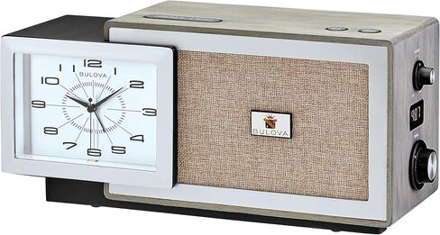 راديو ساعة حديث B7801 Fidelity Retro - إصدار الذكرى السنوية الـ 150 لبولوفا، حافظة رمادية أمريكية صلبة، مكبر صوت بلوتوث، راديو FM، شحن USB-A وUSB-C، قرص مضاء، منبه مع قيلولة بعد الظهر in Saudi Arabia