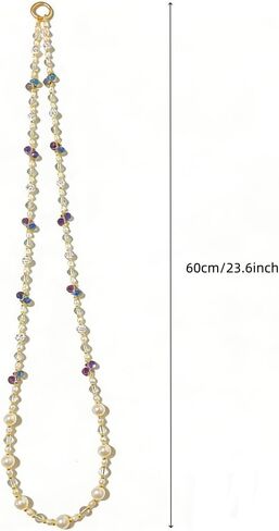 Phone Lanyard Crossbody Crystal Cross Body Phone Strap Colorful Beaded Cellphone Neck Chain for Women in Saudi Arabia