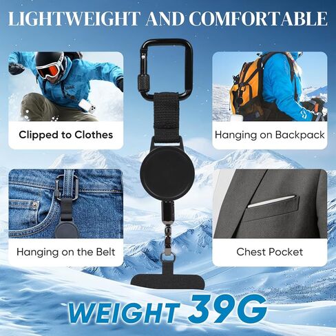 2PCS Retractable Phone Lanyard, Anti-Lost Adjustable Phone Tether Strap, 360° Rotating Anti-Tangle Clip, Universal Cell Phone Lanyard for iPhone & Smartphone, Ideal for Skiing Hiking Cycling Outdoor in Saudi Arabia