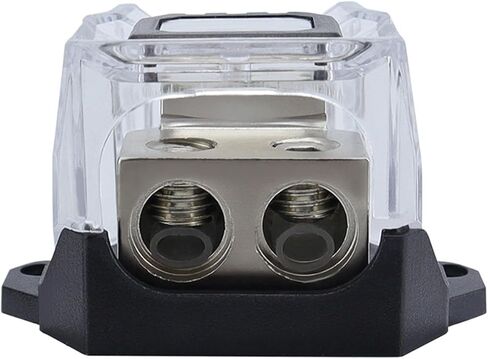 2-Way Zinc Alloy Power Distribution Block, 1-in 2-Out Car Audio Splitter for 0/2/4 Gauge in and 4/8 Gauge Out, Waterproof Junction Box for Amplifier Wiring in Auto, Boat, and Marine Systems in Saudi Arabia