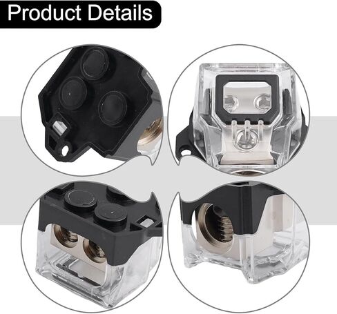 2-Way Zinc Alloy Power Distribution Block, 1-in 2-Out Car Audio Splitter for 0/2/4 Gauge in and 4/8 Gauge Out, Waterproof Junction Box for Amplifier Wiring in Auto, Boat, and Marine Systems in Saudi Arabia