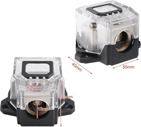 2-Way Zinc Alloy Power Distribution Block, 1-in 2-Out Car Audio Splitter for 0/2/4 Gauge in and 4/8 Gauge Out, Waterproof Junction Box for Amplifier Wiring in Auto, Boat, and Marine Systems in Saudi Arabia