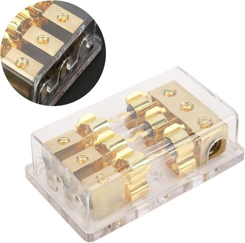 Power Distribution Block 1x0GA in 3x4GA Out 60A Fuse Holder - Reliable Circuit Protection, Easy Multi - Amp Installation for Car, Truck & Ship Audio Systems in Saudi Arabia