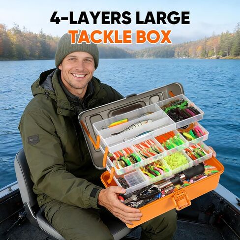 597Pcs Fishing Lures Kit Large 4-Layer Tackle Box whit Tackle，Pliers, Crankbait, Hooks, Weights & Accessories Complete Freshwater Bass Fishing Gift for Men Fishing Enthusiast in Saudi Arabia