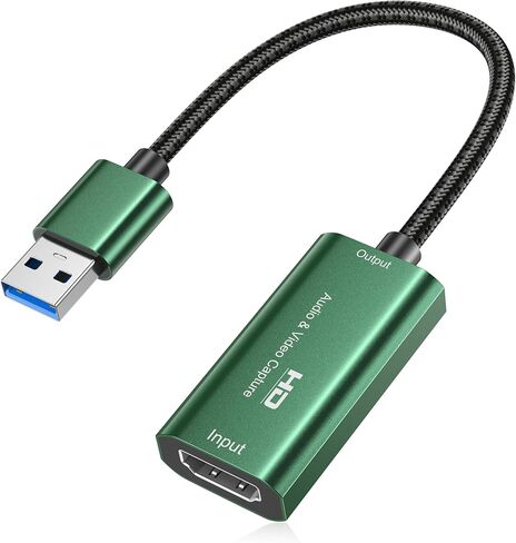 بطاقة التقاط الفيديو، بطاقة التقاط 4K HDMI إلى USB 3.0، بطاقة التقاط 1080P 60FPS للبث والألعاب، متوافقة مع IPad Windows Android Mac OS Switch 2/Xbox/PS5/4/الكاميرا/التكبير/OBS (أخضر) in Saudi Arabia