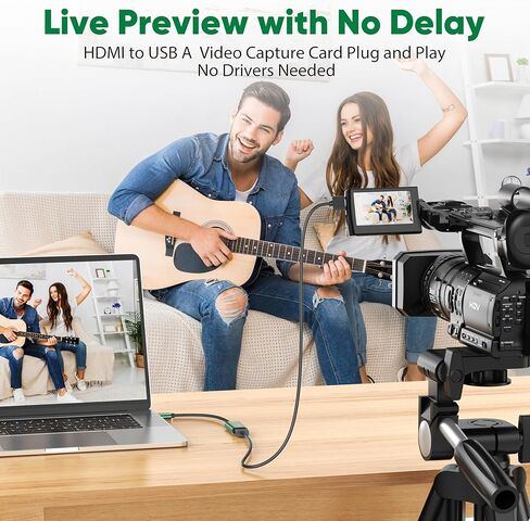 بطاقة التقاط الفيديو، بطاقة التقاط 4K HDMI إلى USB 3.0، بطاقة التقاط 1080P 60FPS للبث والألعاب، متوافقة مع IPad Windows Android Mac OS Switch 2/Xbox/PS5/4/الكاميرا/التكبير/OBS (أخضر) in Saudi Arabia