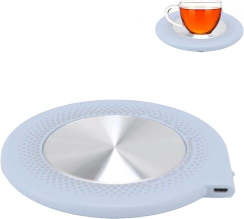 Coffee Mug Warmer for Desk, 55C Constant Temperature Electric Cup Warmer with Auto Shut Off for Desk Use, USB Powered for Coffee Tea Milk, Blue in Saudi Arabia