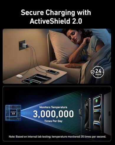 Anker Prime 100W GaN Wall Charger 3-Port USB-C شاحن سريع محول طاقة مدمج لأجهزة MacBook وiPhone وiPad وGalaxy وSteam Deck والكمبيوتر المحمول والكمبيوتر اللوحي - قابس محمول عالي السرعة - أسود in Saudi Arabia