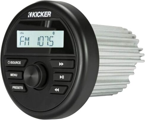 Gauge Style Bluetooth Boat Receiver, 2x 6.5" 195 Watt Max Black Marine Loaded Tower Speakers w/ MultiColor LEDs, 2x 6.5" OEM Replacement LED Charcoal Speakers, 4-CH Amplifier, LED Remote, 2x Wire in Saudi Arabia